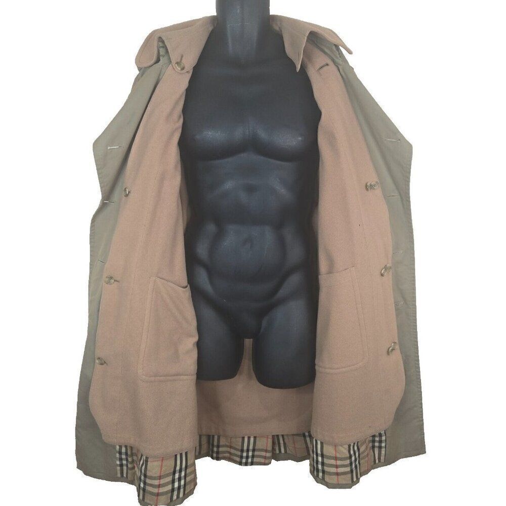 Burberrys Vintage Kensington Belted Trench Coat Womens 10 Khaki Nova Wool Lined - Picture 10 of 16
